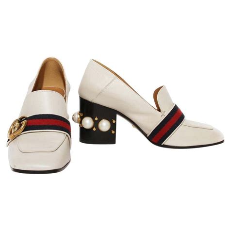 gucci healed loafers|Gucci pearl loafer.